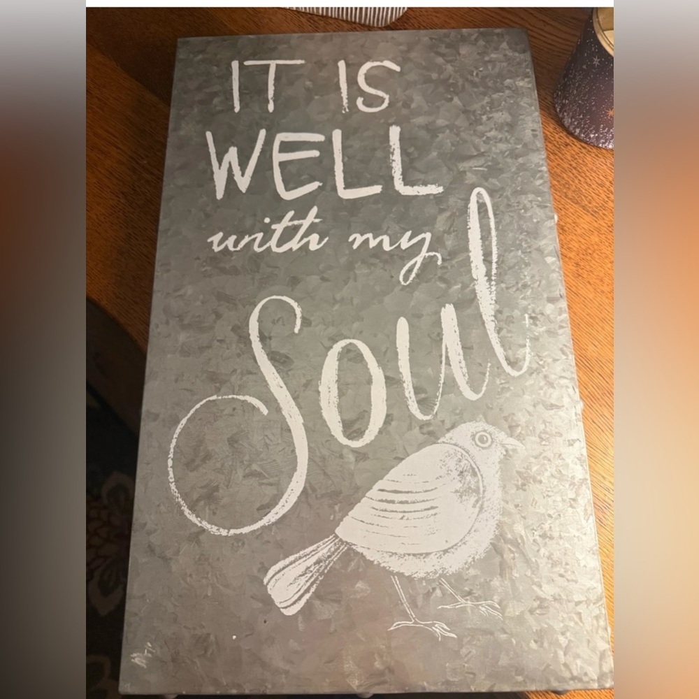 Farmhouse Galvanized Metal Wall Sign It Is Well With My Soul Christian Hymn